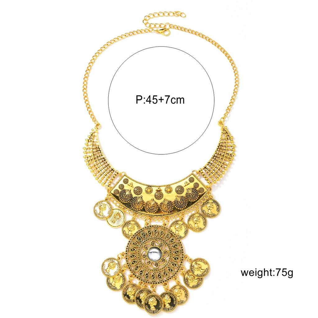 Ethnic Style Coin Pendant Necklace With Tassels For Party Wear Womens Jewelry