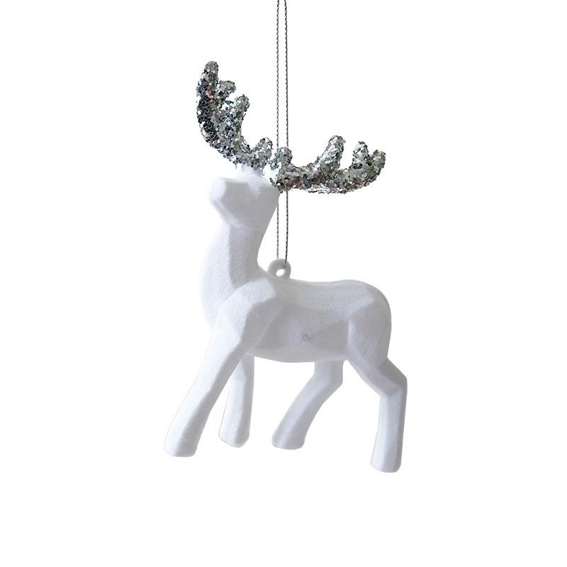 Christmas Reindeer Pendant: Glittering Flocked Ornament for Trees