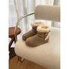 Womens Short Snow Boots Winter Warm Wool Lined Flat Heel Round Toe Slip-On Ankle Boot