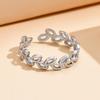 Adjustable Stainless Steel Leaf Open Ring for Women - Non-Fading Design