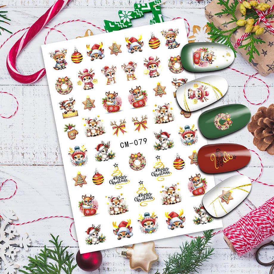 Gold Snowflake Santa Claus Nail Stickers - Christmas Decor