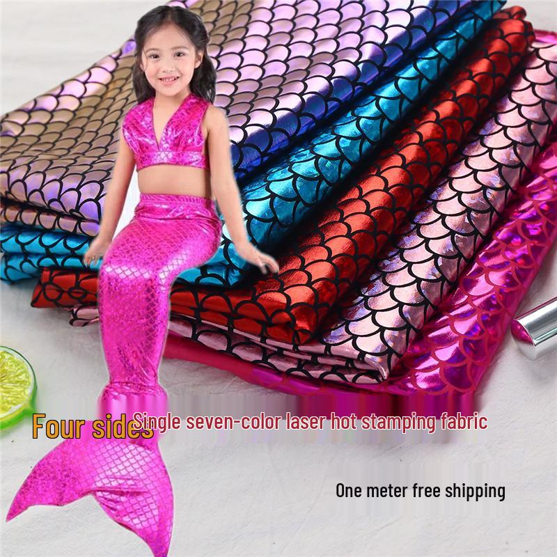 Laser Fish Scale Spandex Fabric for Mermaid Costumes and Stage Decorations