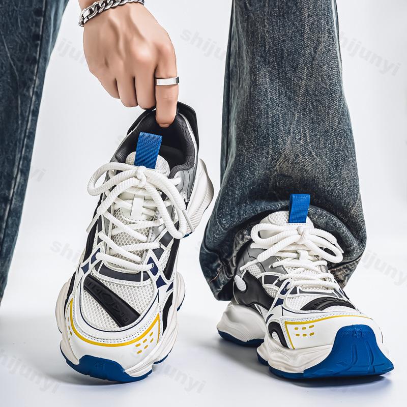 

Fashion 2025 Summer New Mesh Breathable Casual Sports Shoes for Men Comfortable Height Increasing Fashion Trend Lace Up Chunky sneakers 39 синий