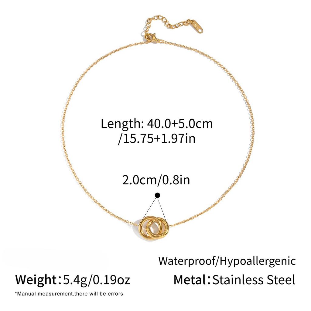 Yori Simple Interlocking Geometric Necklace 18K Golden Plated Stainless Steel Spring Summer Jewelry Waterproof