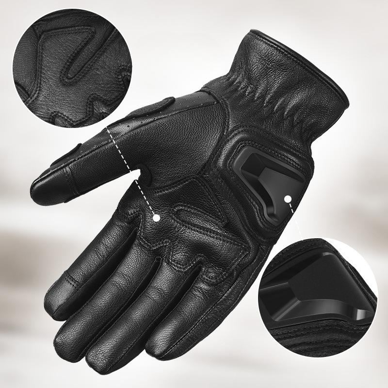 Korean Motorcycle Gloves Genuine Leather Touch Screen Non Slip Summer Breathable Protection Full Finger Sheepskin Motorcycle Riding Gloves