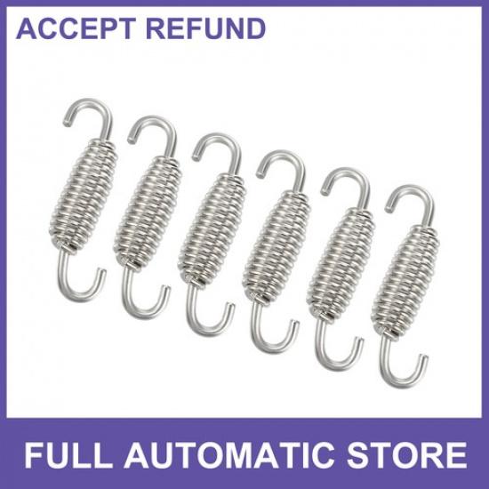 SIX 55mm Motorcycle Muffler Exhaust Pipe Spring Universal Silver Tone
