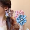 Hair Tie Handmade Satin Flower Decor Hair Tie with Imitation Pearls Large Elastic Soft Hair Band Autumn Winter Hair Accessories