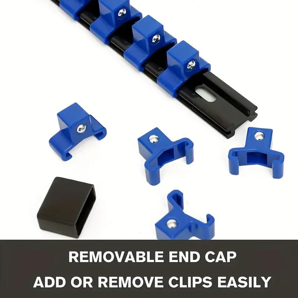 ABS Socket Organizer 1/4Inch 3/8Inch 1/2Inch Premium Quality Socket Clip Rail Holder Socket Organizer Tools Blue&Red
