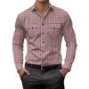 Men's Striped Plaid Casual Loose Button Lapel Long Sleeve Jacket
