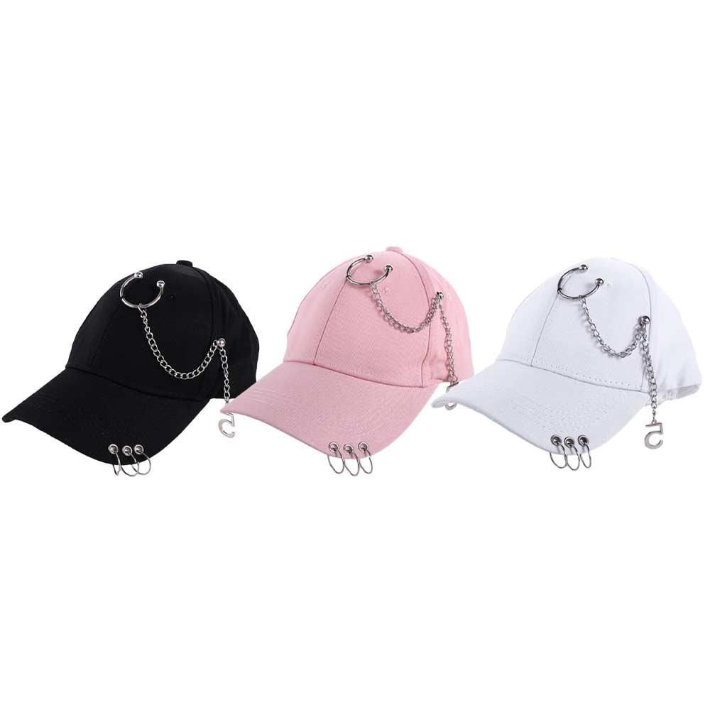 Casual Simple Trendy Sports Female Chain Outdoor Cotton Baseball Cap Snapback Hats Visors Cap With Ring