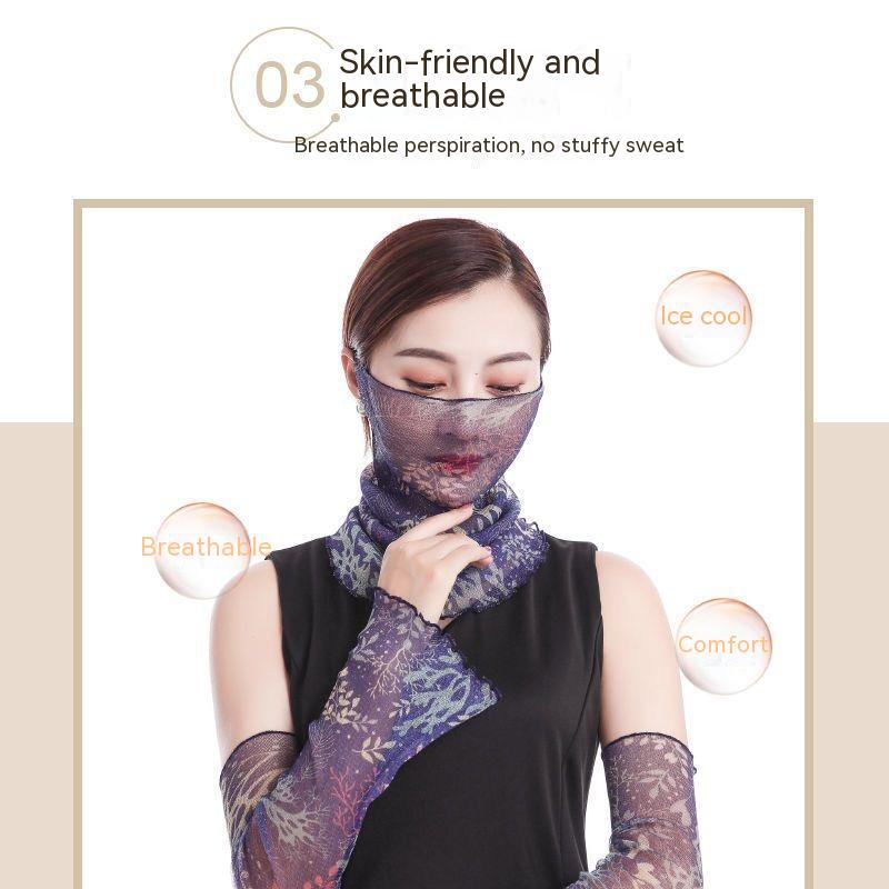 Summer Sunscreen Mask Women's Neck Protection Ear Hanging Veil Neck Scarf Anti-ultraviolet Silk Scarf Gauze Scarf