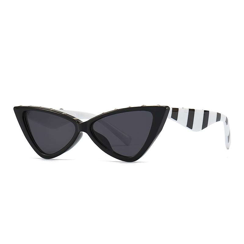 1038 Zebra Pattern Catwalk Sunglasses Women Narrow Model Street Style Cat Eye Fashion Trendy
