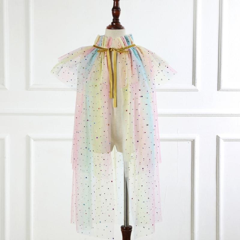 Princess Cape, Colorful Princess Cloak Girls Glittering Princess Dress Up Cape