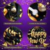 Happy New Year Banner Festive  Holiday Celebration Display Holiday Background Black Background Year-end Display For Office