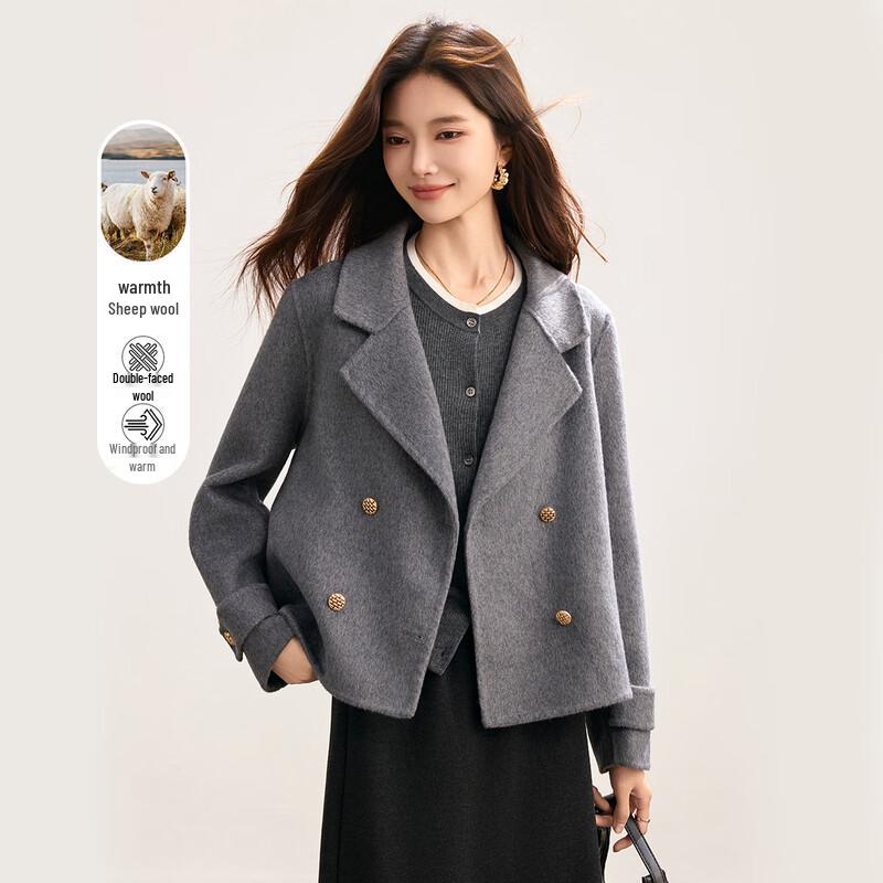 

TERRE BLEUE Женское пальто с лацканами из смесовой шерсти M