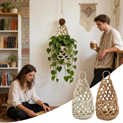 Neuer handgefertigter Boho Tropfen Wandkorb für Obst Gemüse Blumentopf Innen Außen Dekor Langlebig Zwiebeln Hängekörbe