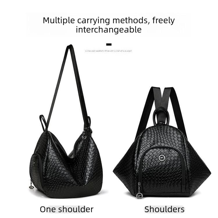 Schwarzer gewebter Kunstleder-Rucksack Freizeitrucksack
