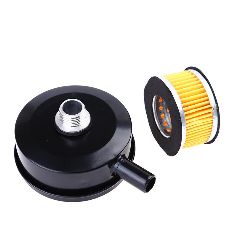 Black Iron Air Filter Silencer Air Compressor 20Mm Male Thread Canister Filte