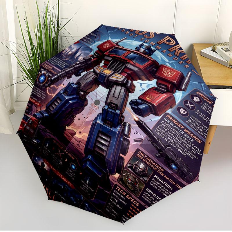 Transformers Print Automatic Open Close Umbrella, Portable Foldable Umbrella, for Outdoor Commute Camping Trip, Ideal Birthday Gift