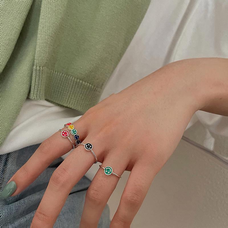 Rainbow Smiley Stylish Face Adjustable Ring For Women Perfect For Ins Inspired Fashion Lovers