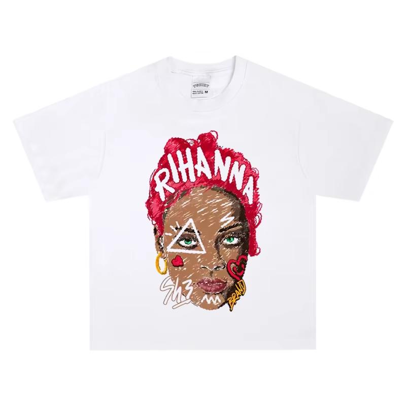 RIHANNA Pop Icon T-Shirt Harajuku Trendy Streetwear Premium Cotton Short Sleeve Bold Graphic Crew Neck for Guys & Gals S