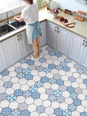 5M PVC Waterproof Floor Sticker Self-adhesive Thicken Wall Sticker Non-slip Wear-resistant Kitchen Wall Oil-proof Stickers