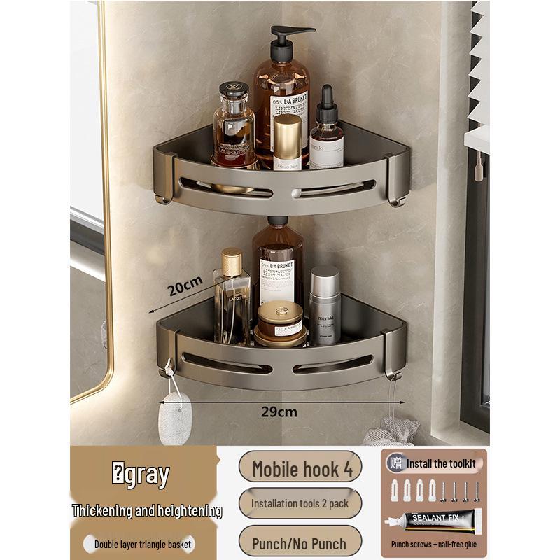 Punch-Free Bathroom Corner Triangle Shelf