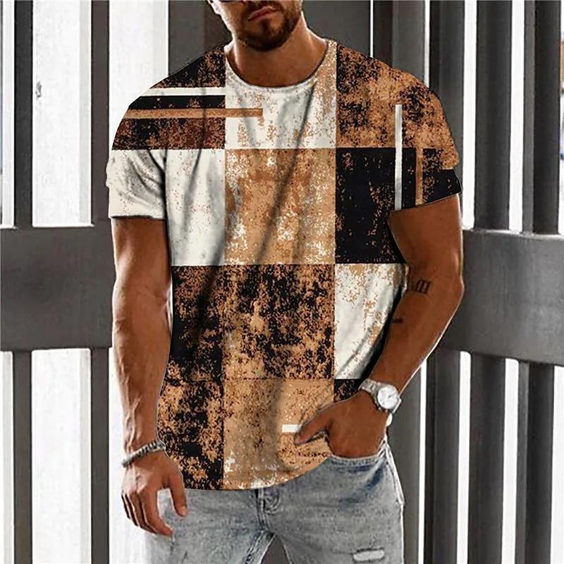 

Summer Color Block Graphic Men s 3D T-shirts Crew Neck Casual Daily Loose Short Sleeve Regular Fit Tops Sports Men Clothing 2023 4XL