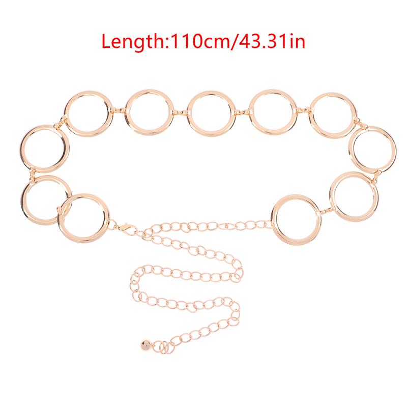 ‘1Pc Luxury Fashion Women Metal Chain Belt Large Metal Ring Waist Strap Dress Coat Skirt Lady Decorative Waistband