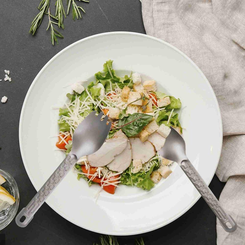 Non-Slip Handle Portable Eating Utensil Pure Titanium Lightweight Dinner Spork  Camping Spoon