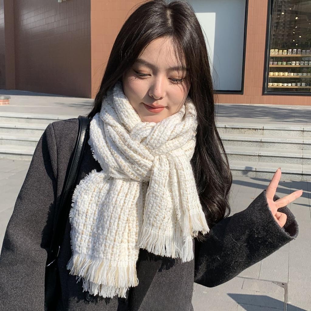 New Autumn and Winter Imitation Cashmere Tassel Scarf Winter Korean Version High End Small Fragrance Elegant and Versatile Knitted Scarf