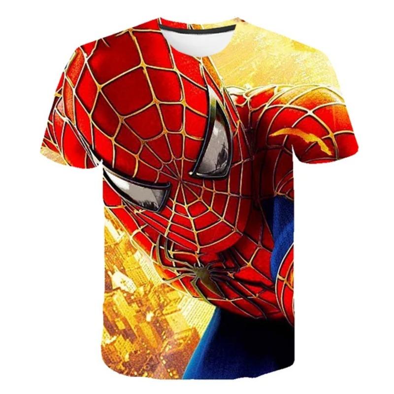 Summer Men's 3D Printed Marvel Superhero Spider-Man Pattern T-Shirt - Street Round-neck Short Sleeve Adult Sports Shirt