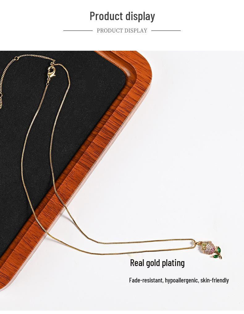 Elegant Rhinestone Tulip Necklace: Creative, Personalized Clavicle Chain in European & American Niche Fashion Style