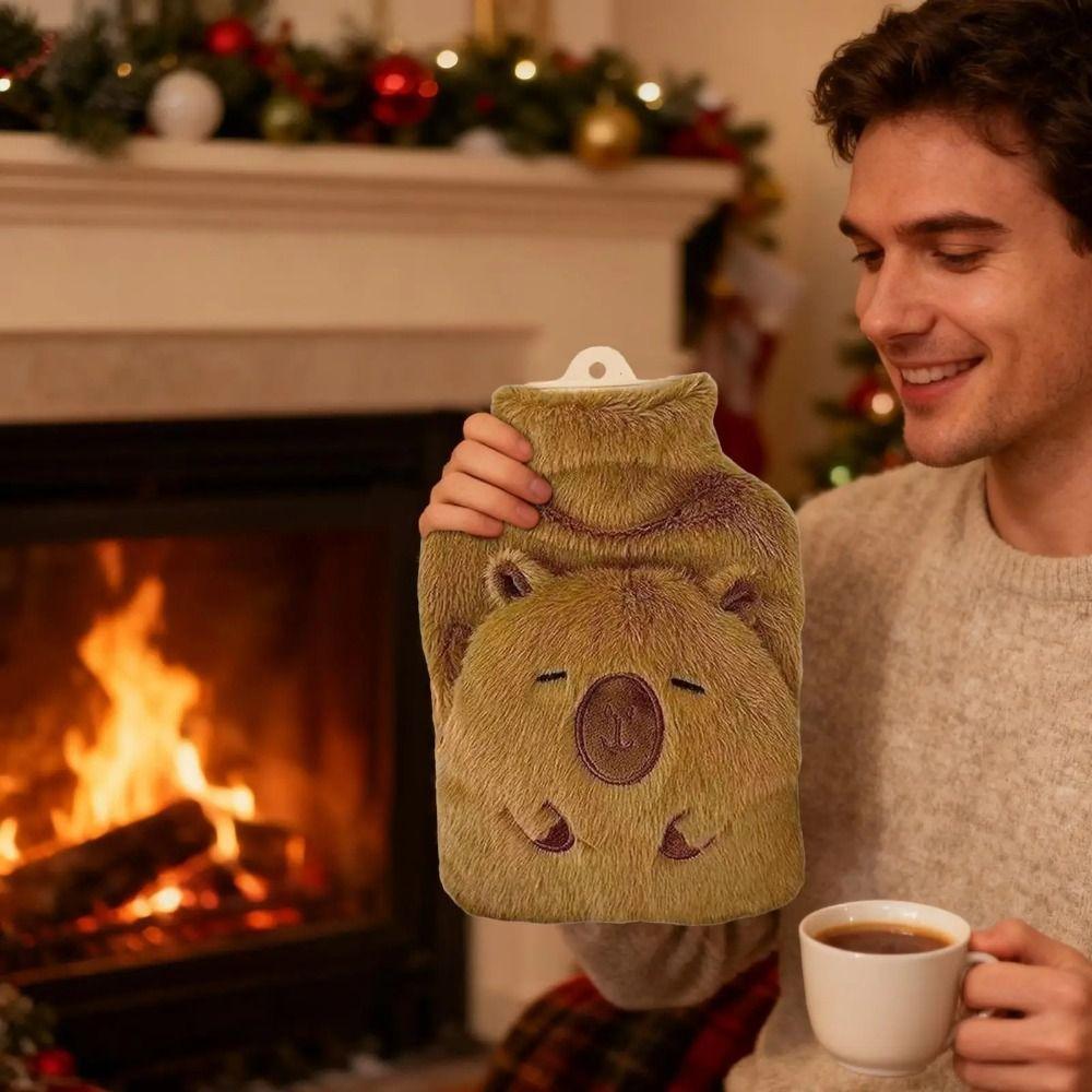 Portable Capybara Hot Water Bag Leak Proof Warmth Hand Warmer 1000ml Capacity Heat Retention Bag Winter