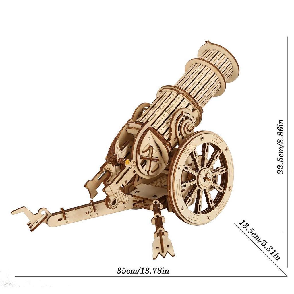 New Popular 3D Wooden Cannon Puzzle - Diy Assembly Model Kit, Creative Craft Gift For Adults/Teens