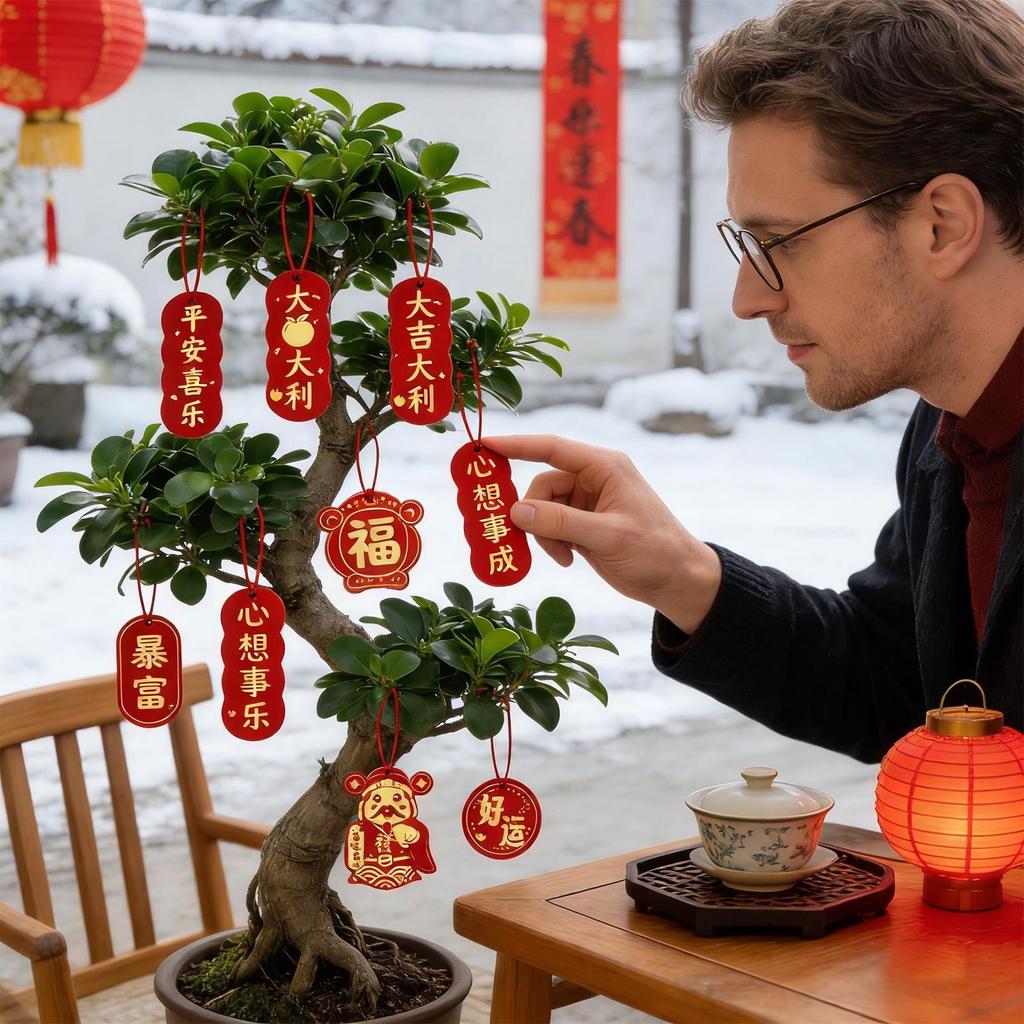 Chinese New Year 2026 Decorations Hangable Pendant Ornaments 18 Pieces Kit Chinese Decorations For Home Holidays Party Supplies