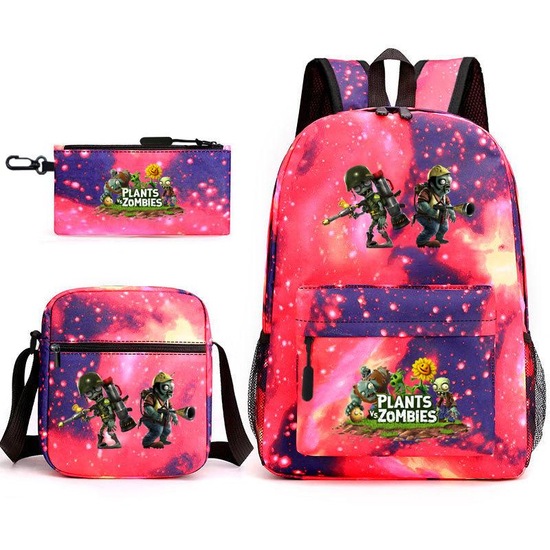 Large Capacity Schoolbag with Shoulder Strap; Student Three-piece Pencil Case Set