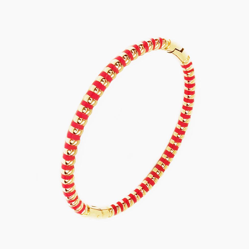 Gold Bamboo Pattern Women's Bracelet with Colored Epoxy Resin