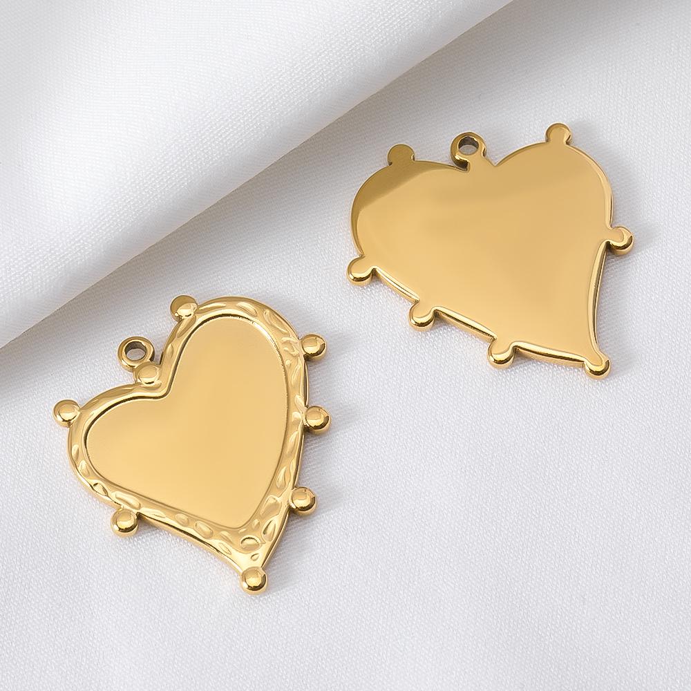 5 pièces Acier Inoxydable 18K Cadres Lune Ovale Bezels Vides Base Pendentif Cœur Géométrique Charme Boucle d'Oreille Fabrication de Bijoux