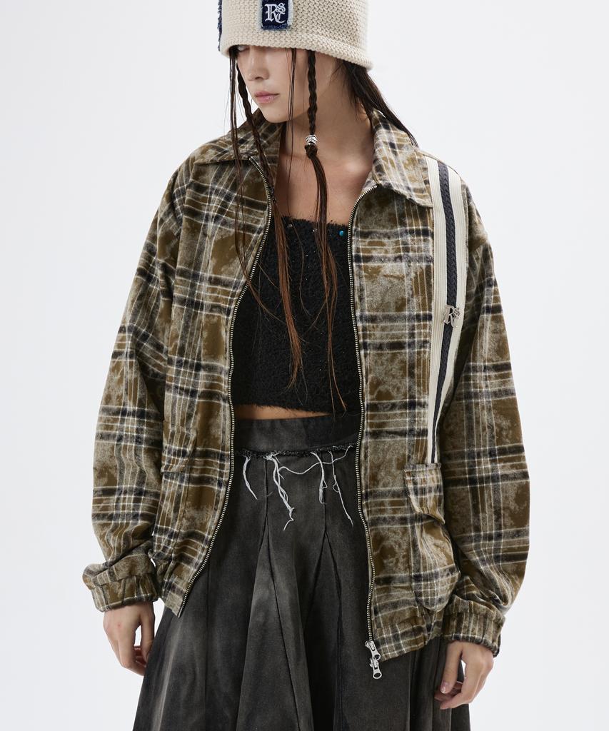 Rssc Dyed Check Zipup Jacket - Khaki
