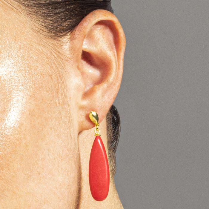 Pendientes - LUXENTER - ADAK - Plata 925 - Chapado en oro amarillo de 18 quilates - Coral