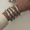 4 Stück/Set Einfache Runde Armreif-Sets Punk Hip Hop Herren Gold Silber Farbe Geometrische Breite Armreifen Für Frauen Armband Geschenk Schmuck