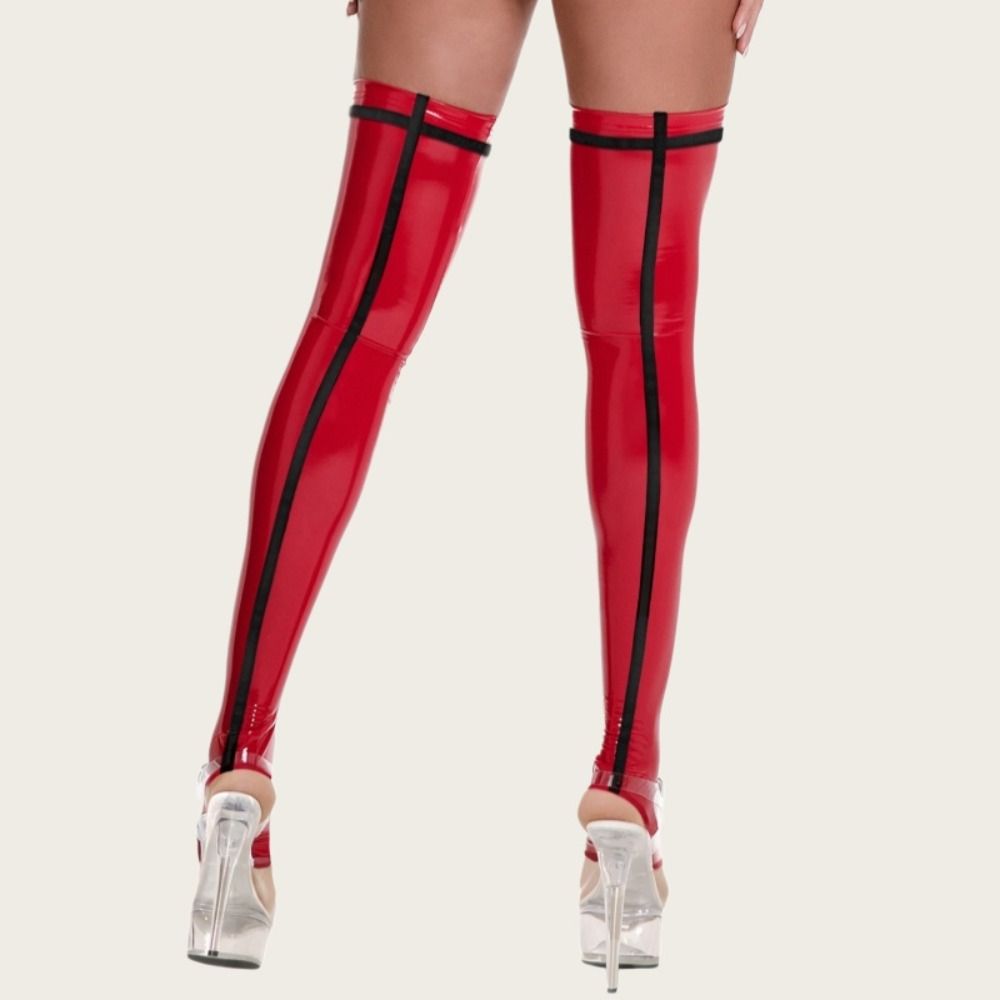 Gothic Faux Leather Stockings Shiny Smooth Long Socks New Open Toe Hosiery Stage Performance