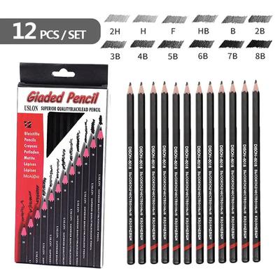 12pcs/set Drawing Pencil Pre-sharped Metal Box Packed 2H-8B Graphite Pencil Set for School Office Stationery Art Sketch Supplies