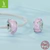 Pink Butterfly Diy Bracelet Glazed Beads, Sweet Girly Wind S925 Sterling Silver Lucky Beads