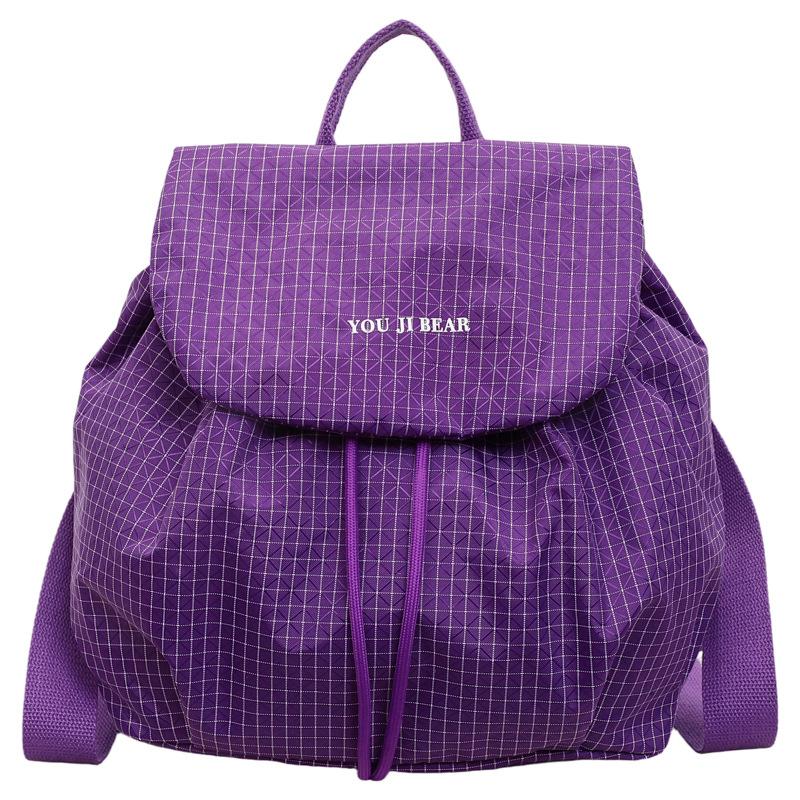 Schoolbag plaid backpack 1011 spring new large-capacity casual drawstring backpack personalized lightweight foreign style travel bag women