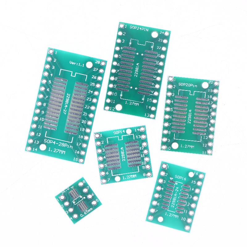 Hot Sale 30/35Pcs SOP24 SOP8 SOP14 SOP16 SOP20 SOP28 SMD Turn To DIP Adapter Converter Plate SOP 8 14 16 20 24 28 PCB Board Kit