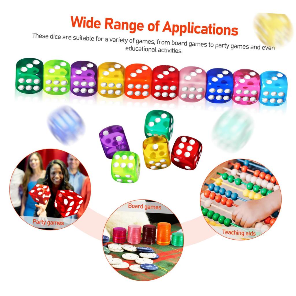 EXCEART 100 Colorful Mini Acrylic Dice for Play, Games, and Classrooms, Small Design with Storage Box