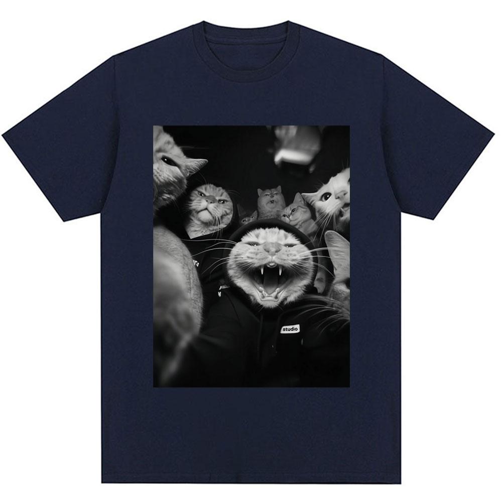 Funny Cat Gang Meme Classic T Shirts Men Women Fashion Vintage Gothic T Shirt Oversized Cotton Casual Gifts T-shirts Streetwear