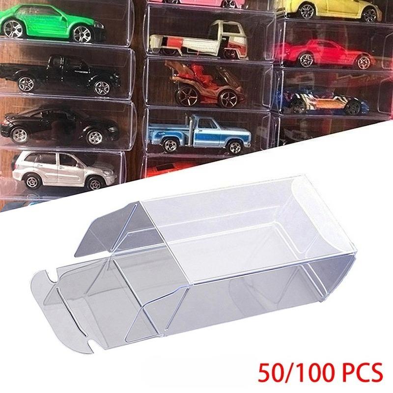 50/100 Stück PVC Vitrine Kunststoffe Kleine Klare Aufbewahrungsbox Für Matchbox Automodell Staubdichter Schutzbehälter Spielzeugzubehör